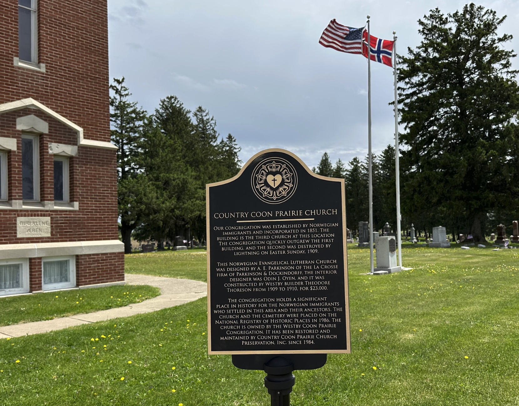 Cast bronze your historic marker with post cap and mount